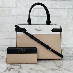 Kate Spade Staci Colorblock Medium Satchel & Large Slim Bifold Wallet Set